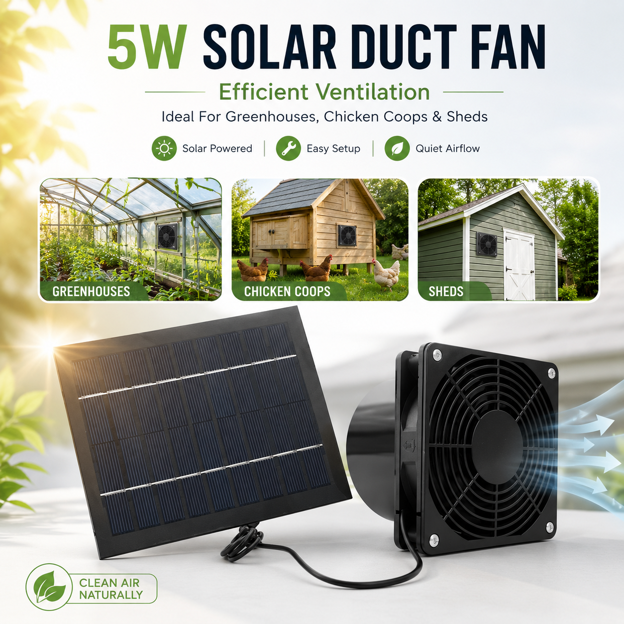 Renewable Energy House - 5W Solar Powered Fan Kit With