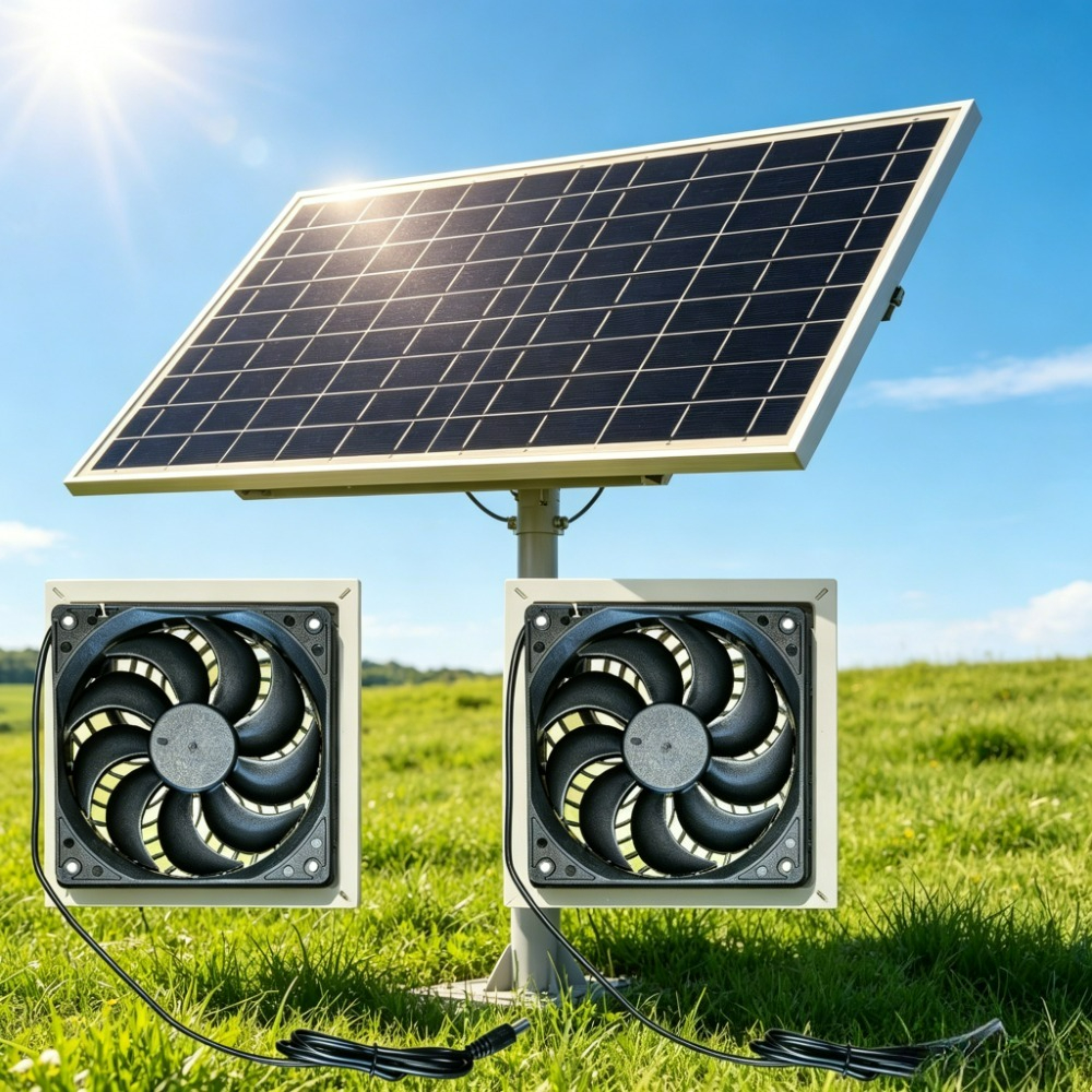 Renewable Energy House - 15W Solar Powered Dual Cooling Fan