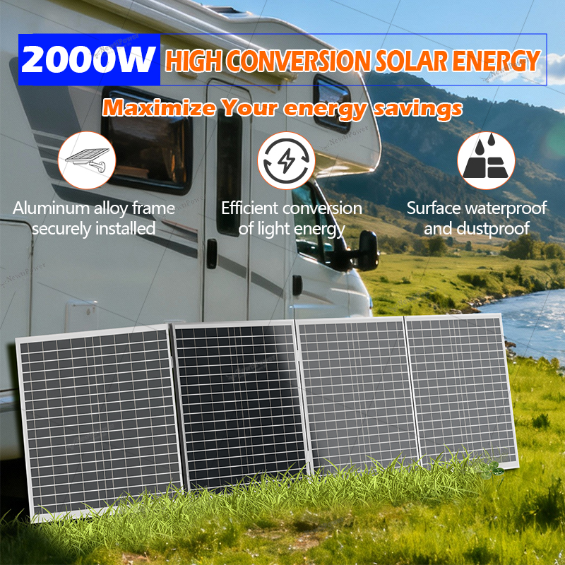 Renewable Energy House - 2000W/1000W High-Power Foldable Solar Panel, 12V