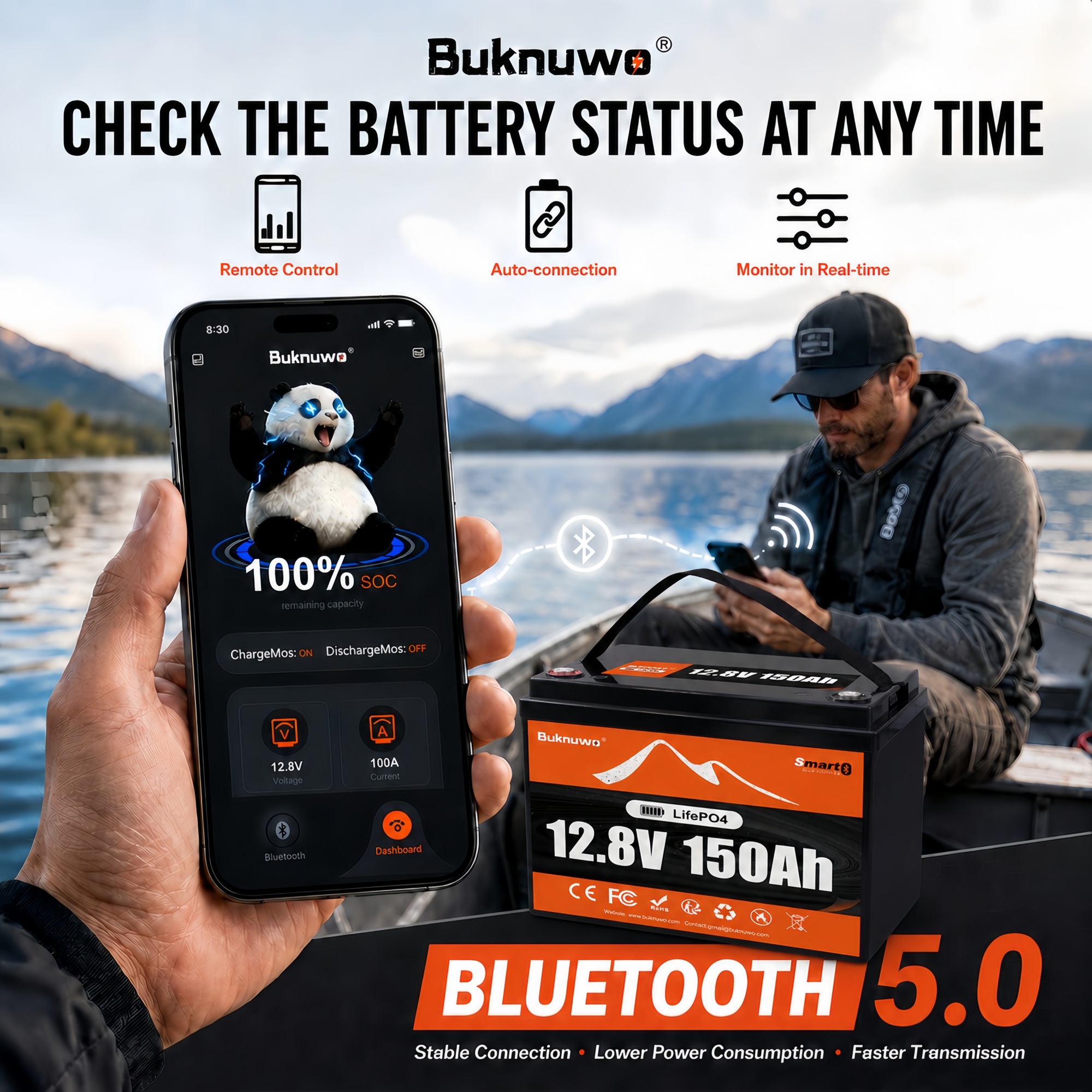 Buknuwo Smart 12V/12.8V 150Ah  - Renewable Energy House avaliação e preço