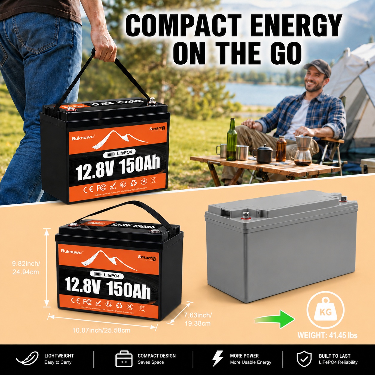 Buknuwo Smart 12V/12.8V 150Ah  - Renewable Energy House avaliação e preço