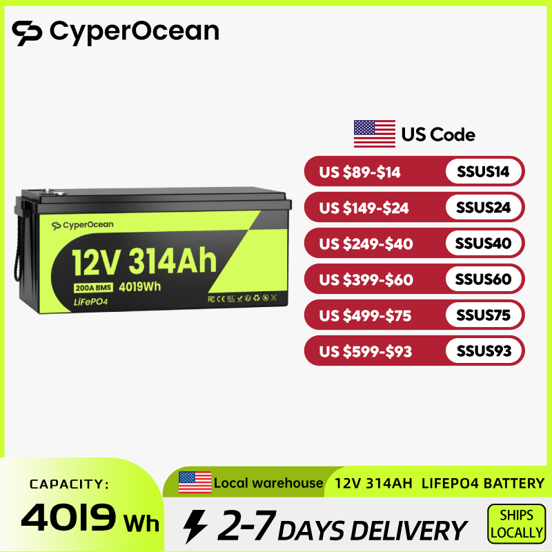 CyperOcean 12V 314Ah LiFePO4 L - Renewable Energy House avaliação e preço